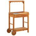 thumbnail image 1 of Chariot de Jardin d'Extérieur Roulant sur Roues, Polyvalent avec Plateau, Brun, 1 of 1