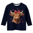 thumbnail image 3 of WOYY Toddler Girl's Valentine's Day T-Shirt Cartoon Highland Cow Print 3/4 Sleeve T Shirt, 3 of 3