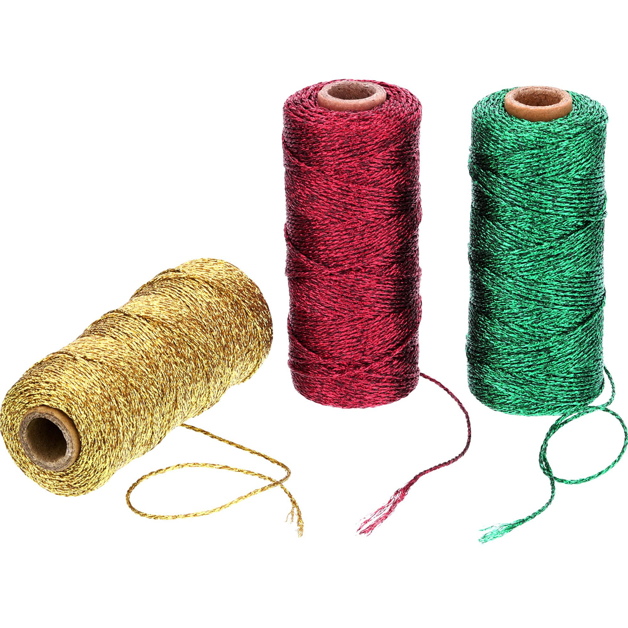 100 M Red and Gold String,Red Christmas Cotton Twine –