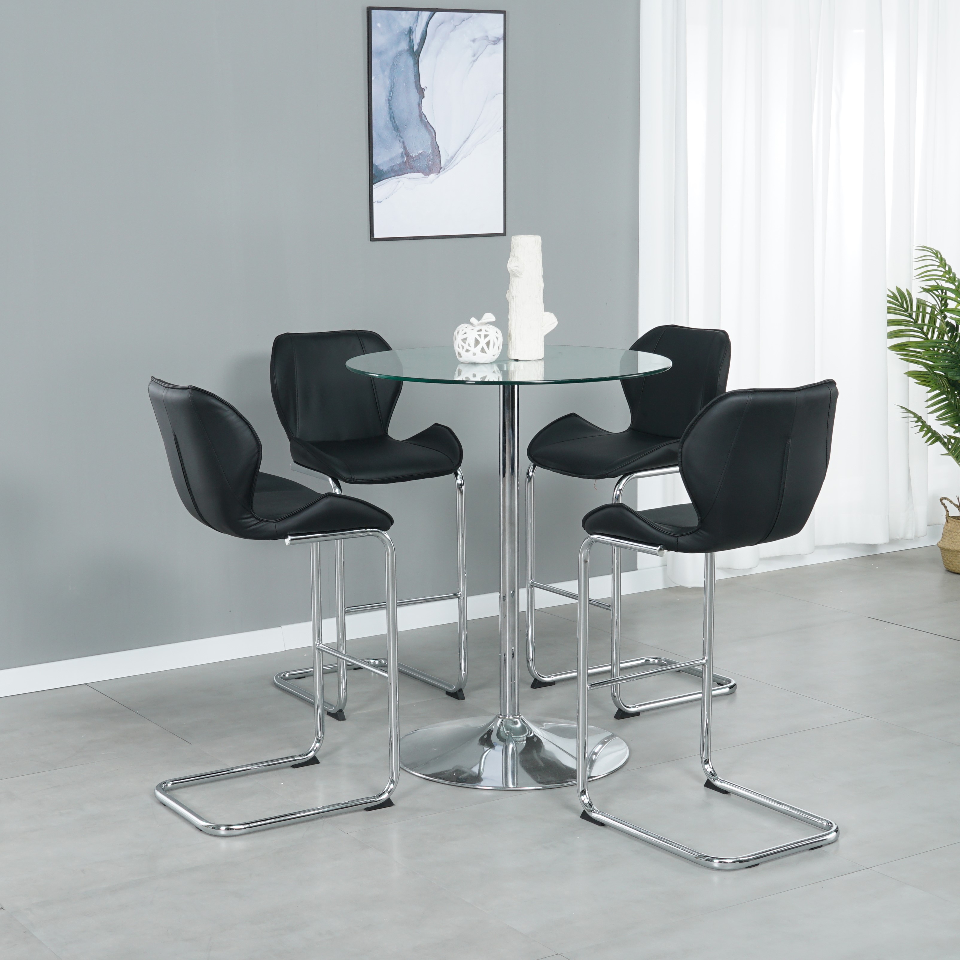 Modern Bar Chair Kitchen Barstool Dining Chair Set of 4, Black