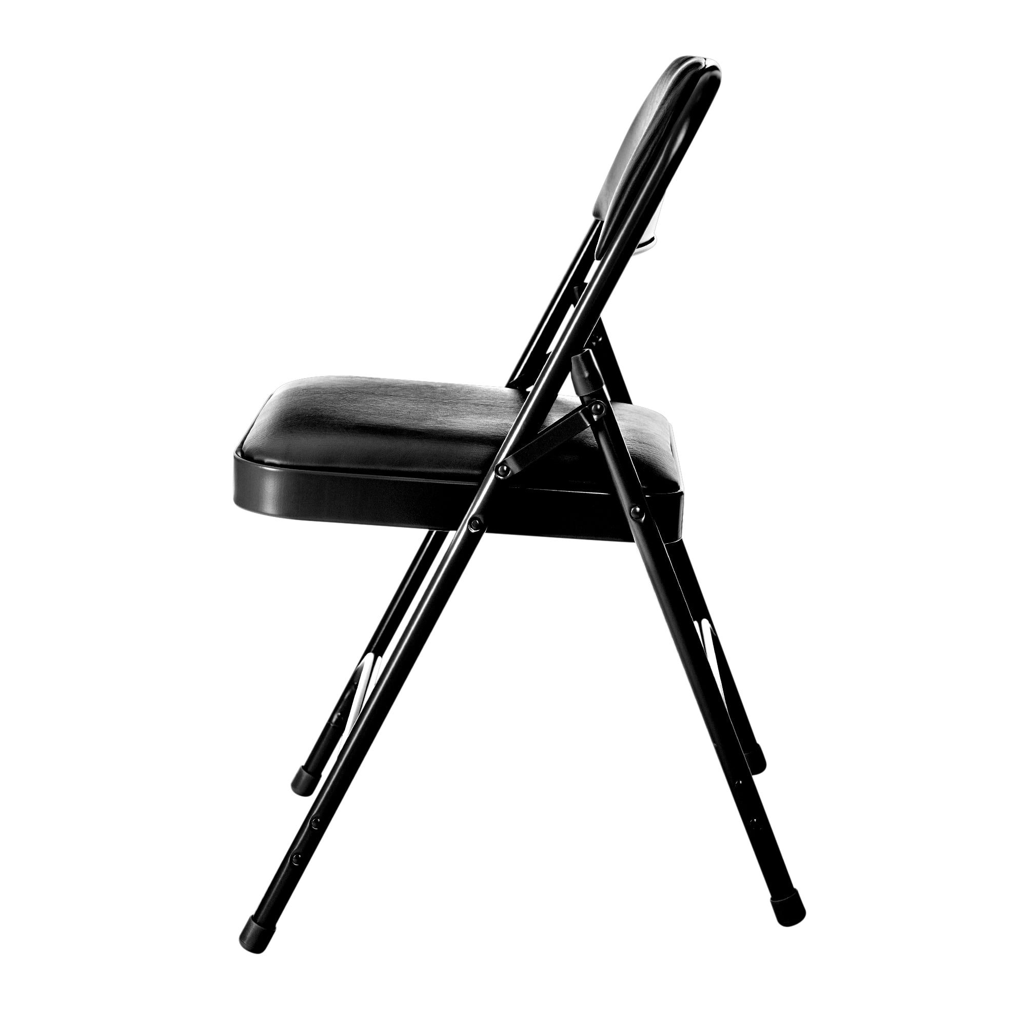 Hampden Furnishings Bernadine Collection Vinyl Folding Chair, Black, Pack of 4