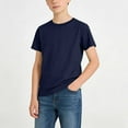 thumbnail image 2 of CYRBOKO Boys Cotton T-shirts, Casual Stretchy Short Sleeve Sports Summer Tops Navy Size 14-15 T, 2 of 7