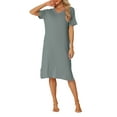 thumbnail image 2 of INSPIRE CHIC Women's Casual Short Sleeve T-shirt Dress Nightshirt Nightgown Basic Sleepwear Midi Shirtdress M Grey, 2 of 6