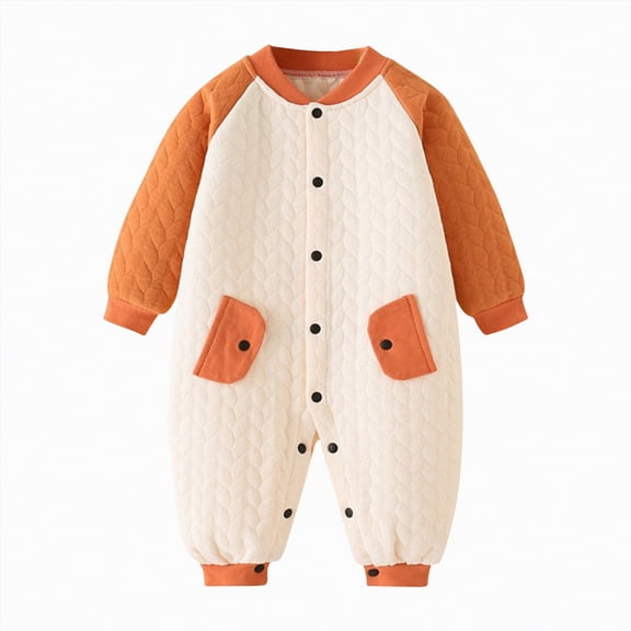 Gubotare New Born Clothes Baby Boy Newborn Baby Boy Girl Outfit Long Sleeve Knit Romper Jumpsuit Clothes 0 3 6 9 12 18 24 Months (Orange,6-9 Months)