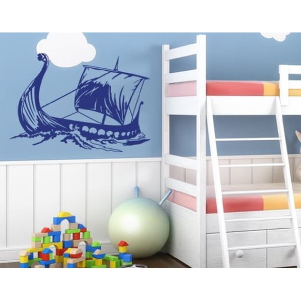 Drakkar Viking Ship Wall Decal Wall Sticker Vinyl Wall Art Home Decor Wall Mural 2558 Dark Gray 31in X 22in Walmart Com Walmart Com