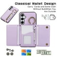 thumbnail image 6 of Crossbody Wallet Case for Samsung Galaxy S20 FE with Lanyard Strap Card Slot Holder RFID Blocking 360° Ring Kickstand,Magnetic Flip Folio Zipper Purse Case, PU Leather Cover Handbag,Purple, 6 of 10
