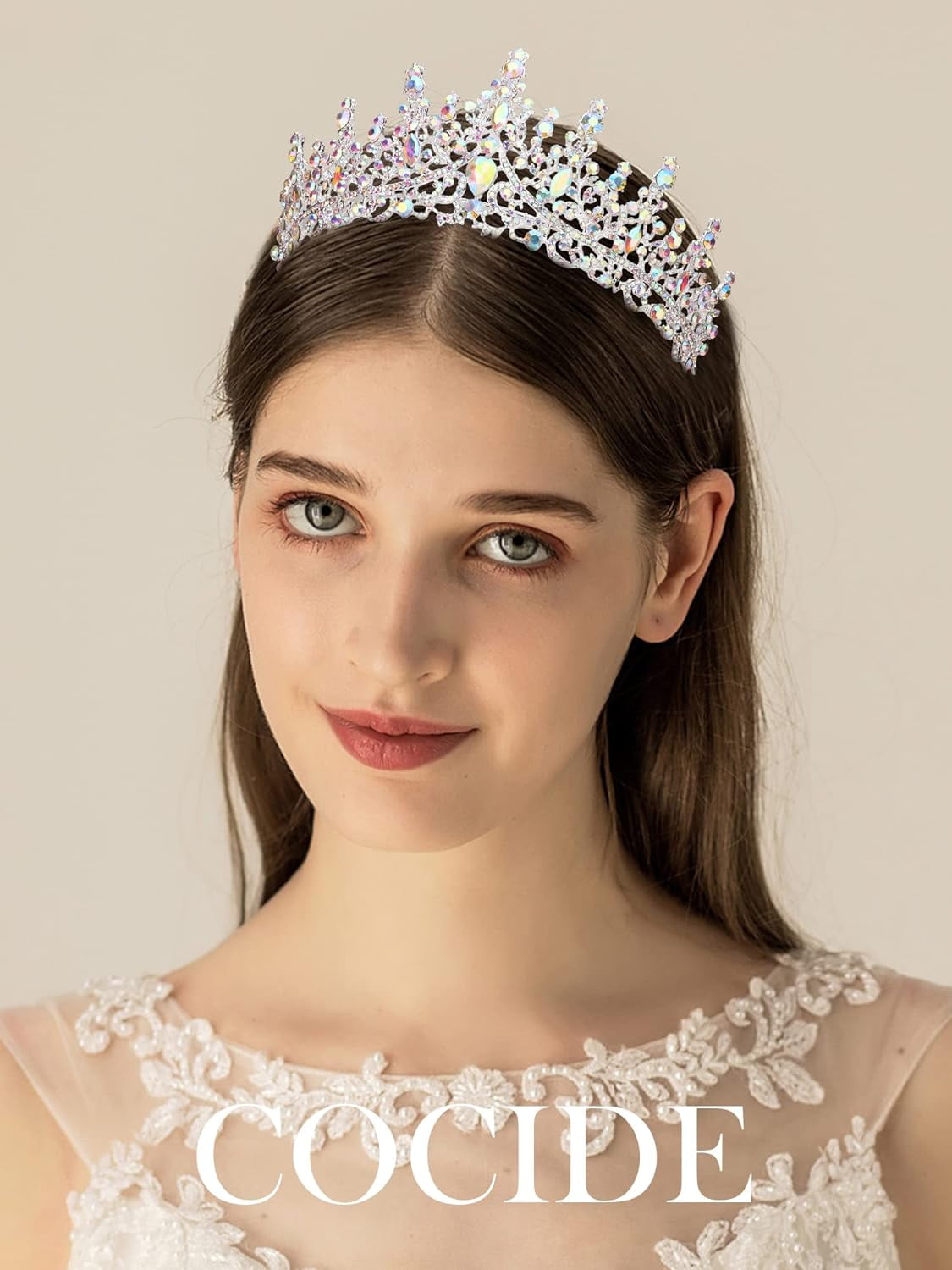 COCIDE Silver Tiara and Crown for Women Crystal Queen Crowns Rhinestone Pri GET IT Silver+Aurora Borealis-COCIDE Gold Crowns compatible Women