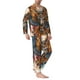 thumbnail image 2 of Balery Colorful Owl Tattoo Art Pijama para Hombre de Dos Piezas con Manga Larga, Conjunto de Dormir y Descanso Suave con Bolsillos-Large, 2 of 7