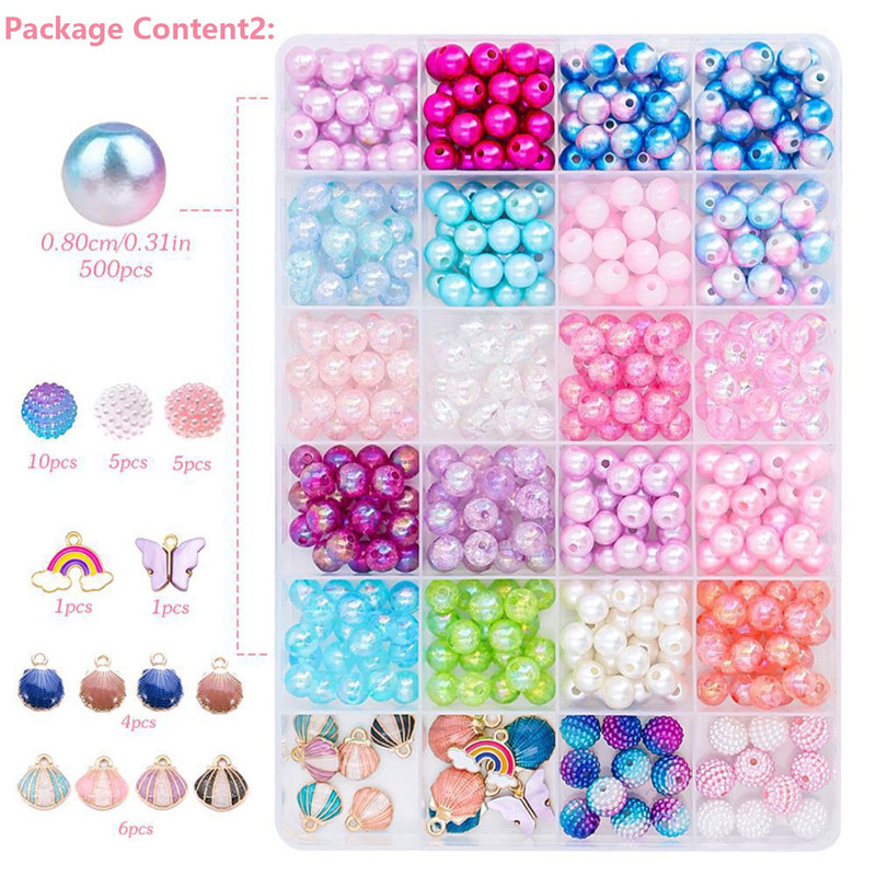 1200Pcs Bracelet Making Kit Charm DIY Beads for Jewelry Making, Friendship Bracelet Kit with Ocean Pearl Shell Butterfly Beads for Bracelet Necklace Making, Resin Beads, Elastic Rope, Pendant Kit
