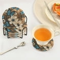 thumbnail image 5 of Qxltty Stunning Floral Drink Coasters with Holder 6pcs Handmade Woven Simple Vintage Saucer Set, 5 of 7