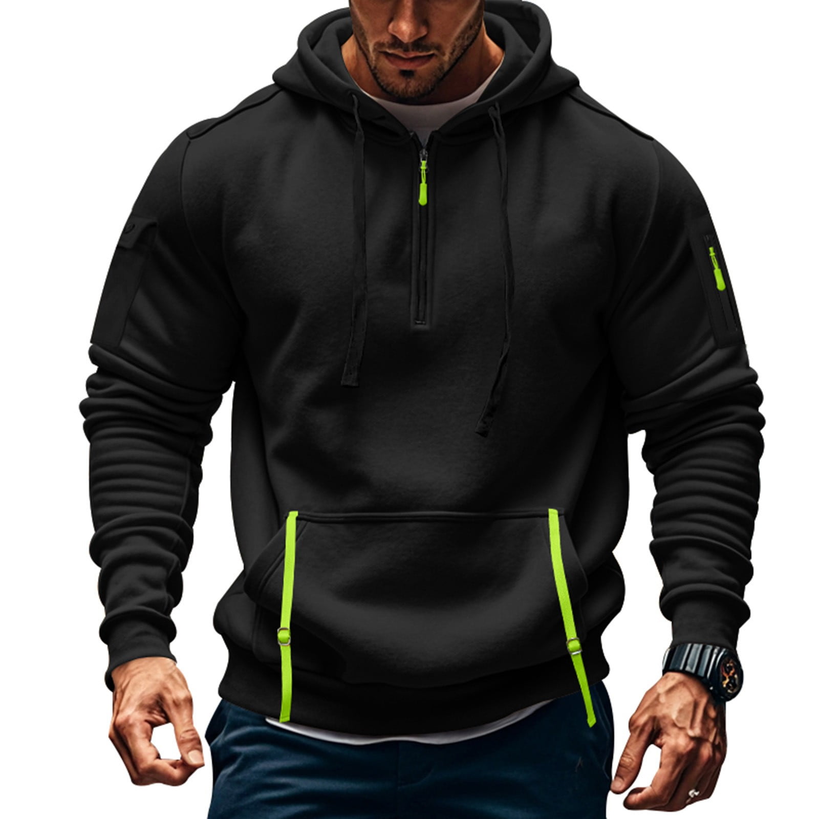 Xyxonk Mens 1/4 Zip Up Hoodies Big and Tall Half Zip Hoodie