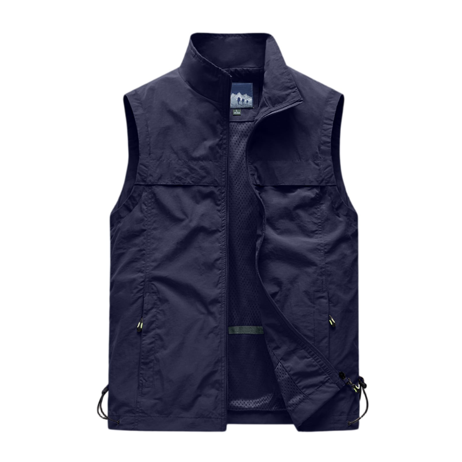 Men's Lightweight Windproof Golf Vest - Softshell Sleeveless Sports Jacket with Zipper Pockets, Breathable Outdoor Utility Vest for Running, Hiking, Fishing & Traveling (Dark Blue, M)
