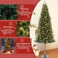 thumbnail image 3 of IDEALHOUSE, 7.5FT, Green, Slim Pencil Artificial Christmas Tree, Pre-Lit, Space-Saving Design, Warm White Bulbs, Metal Stand, Holiday Decor, 3 of 8