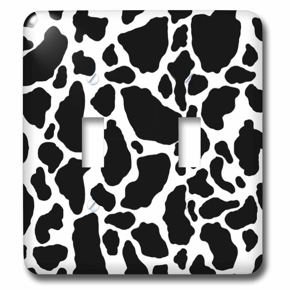3dRose, Black and White Cow Print, double toggle switch