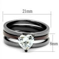 thumbnail image 2 of Black Stainless Steel Heart Solitaire Ring Set Anillo Para Mujer, 2 of 5