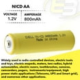 thumbnail image 4 of 36pc AA 1.2V 800mAh NiCd Rechargeable Button Top Assembly Cell Batteries, 4 of 7