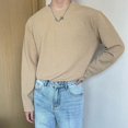 thumbnail image 1 of T-shirt à Manches Longues en Maille Gaufrée Col Rond Texturé Uni pour Toutes Occasions, 1 of 9