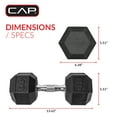 thumbnail image 6 of CAP Barbell, 40lb Rubber Hex Dumbbell, Single, 6 of 8