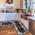 thumbnail image 3 of Christmas Kitchen Mats Set of 2, Black Christmas Decorations for Home, Holly Pine Branches Pinecones Kitchen Rugs Non-Slip Backing Winter Floor Mat Xmas Decor Washable Runner Rug 17"x47.2"+17"x30", 3 of 6