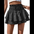 thumbnail image 1 of Mini Shorts con Volantes y Cintura Alta para Mujer Bonitos Shorts Cortos Escalonados con Shorts Debajo Negro XL, 1 of 10
