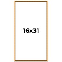 16x31 Frame Beaded Gold Solid Wood Picture Frame | 0.75 Inches Moulding Width | Liscio Oro