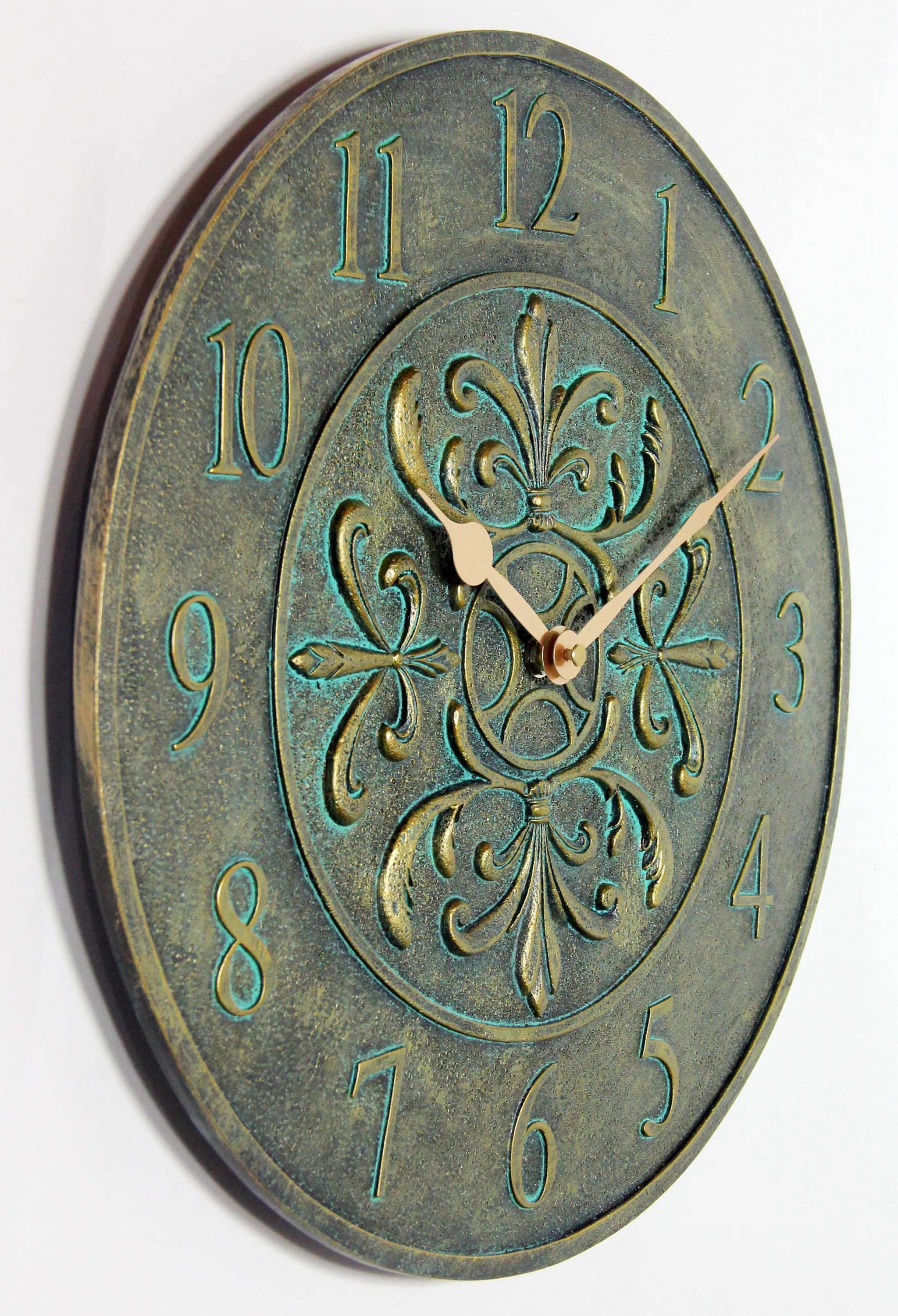 Infinity Instruments Blanc Fleur Aged Bronze Outdoor 15-inch Analog Wall Clock