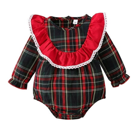 

Rovga Boys Bodysuits Clothes Plaid Romper Flared Sleeve Ruffle Bodysuit Ruffle Playsuit Outfits Kids Toddler Clothes