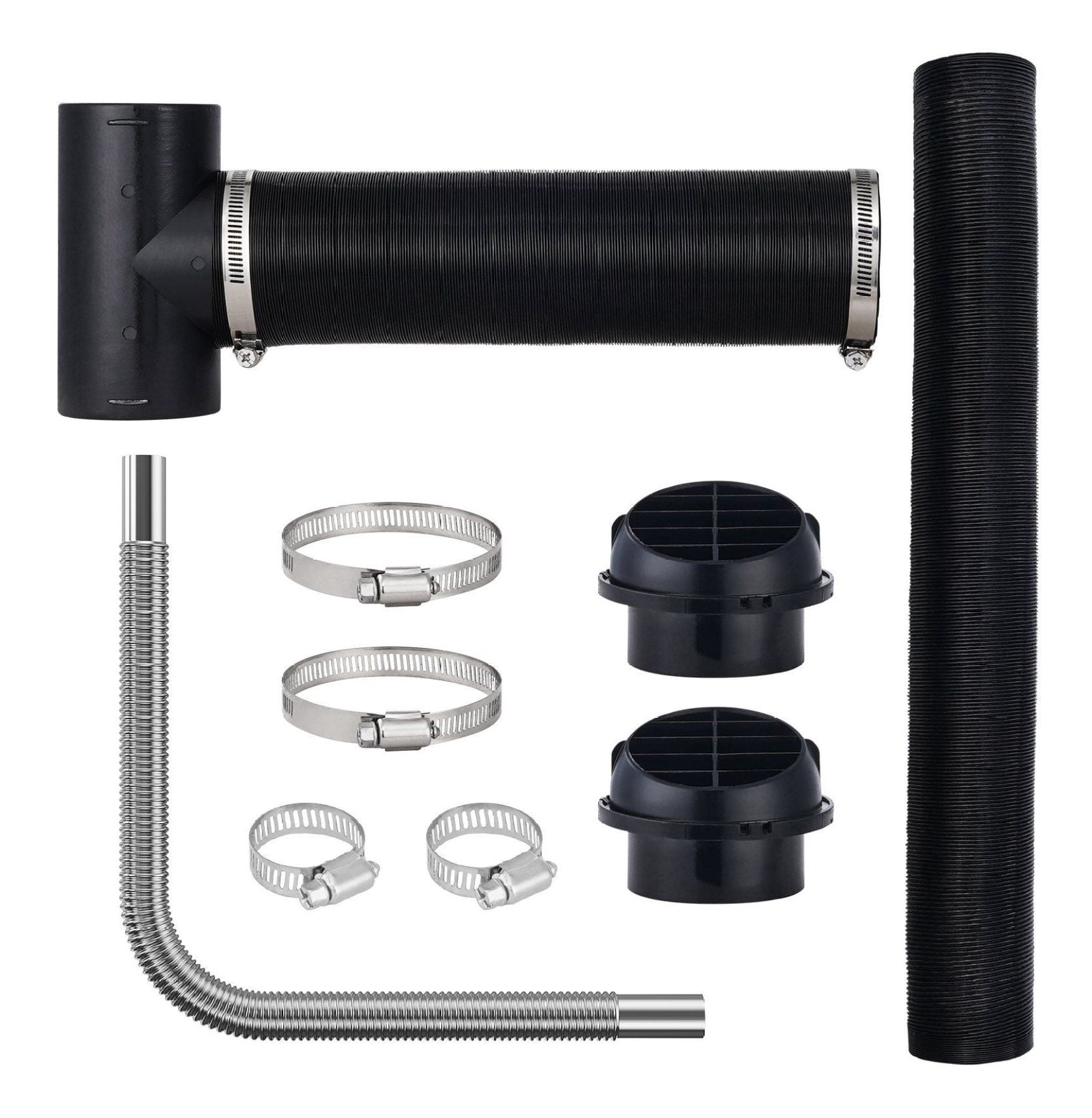 Diesel Heater Ducting Kit 3 Inch Extendable Hose, 1 Inch Exhaust Pipe - 2KW/5KW/8KW Diesel Parking Heater Accessories