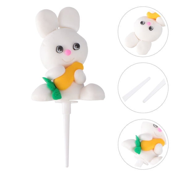 BESTYASH 2Pcs Assorted Color Bunny Cake Picks Ornaments for Birthday Party Decoration