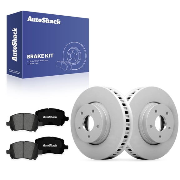 AutoShack Front Brake Rotors & Premium Pads for Chevrolet & Pontiac, Malibu 2004-2012 G6 2006-2010 Cobalt 2008, FWD L4 2.2L 2.4L V6 3.5L 3.6L 3.9L - Coated - ArmorStop - 11.65" (296 mm), 5-Lug