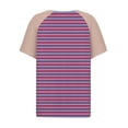 thumbnail image 4 of DENGDENG Summer Tops for Women, Striped V Neck Button Down Short Sleeve Casual Blouses Fashion Print Loose Fit Shirts Purple M, 4 of 5