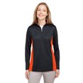 thumbnail image 1 of Harriton M786W Protection Anti-Accroc pour Dames IL Colorblock Quart de Zip - Noir/org - m, 1 of 2