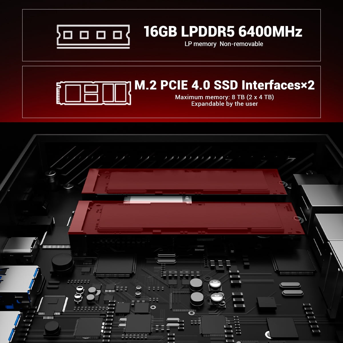 FIREBAT 【AM02】 Mini Gaming PC: AMD Ryzen 5 6600H, 16GB RAM, 512GB SSD, Triple Display 4K | Ultra-Slim Small Form Factor Desktop for Home Office/Gamers