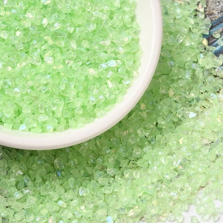 1pound Transparent Electroplate Crushed Glass Craft AB color Plated Irregular Glass Chips for Nail Arts DIY Vase Filler Light Green 1.5~2x1.5~2mm