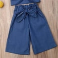 thumbnail image 4 of Mrzhqd Cute Baby Girls Outfits Summer Children Baby Clothes Sets Denim Short Sleeveless Strap Crop Tops+Wide Leg Pants Outfits Clothing Set For 3-4 Years, 4 of 6