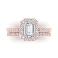 thumbnail image 2 of Clara Pucci 18K Rose Gold Emerald Cut 1.5Ct Simulated Clear Diamond Engagement Ring + Matching Band - Luxury Box Included, 2 of 7