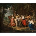 thumbnail image 2 of Carl Marcus Tuscher 14x12 Black Ornate Wood Framed Double Matted Museum Art Print Titled: Mercury Confiding the Child Bacchus to the Nymphs on Nysa (18th Century), 2 of 5