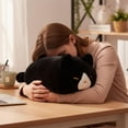 thumbnail image 5 of Crouching Cat Plush – Soft Ginger Cat Stuffed Animal with High-Elastic PP Cotton – Kawaii Cat Pillow for Relaxation, Nap, Home Decor – Black, 5 of 5