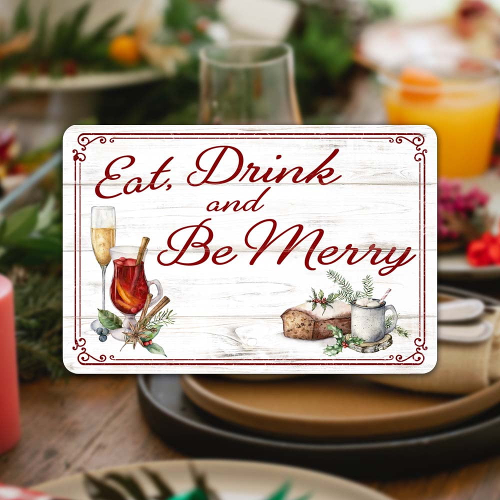 Red and Black Damask Eat Drink Be Merry “Chef” Wall Decor Set