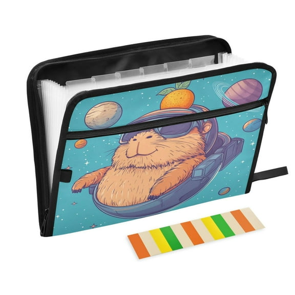WOBOGO Space Capybara Expanding File Folder Letter Size Accordion Filing Organizer 13 Pocket Separate Organ Pocket