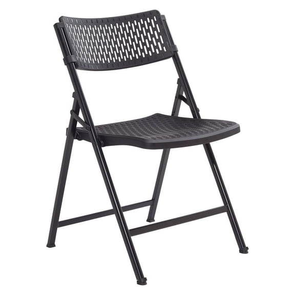NPS AirFlex Series 32" Modern Metal Folding Chair in Black (Set of 4)