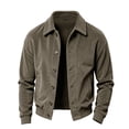 thumbnail image 4 of CCRFTGI Men's Vintage Jacket Casual Spring Fall Lapel Collar Button Coat with Front Pocket Khaki M, 4 of 4