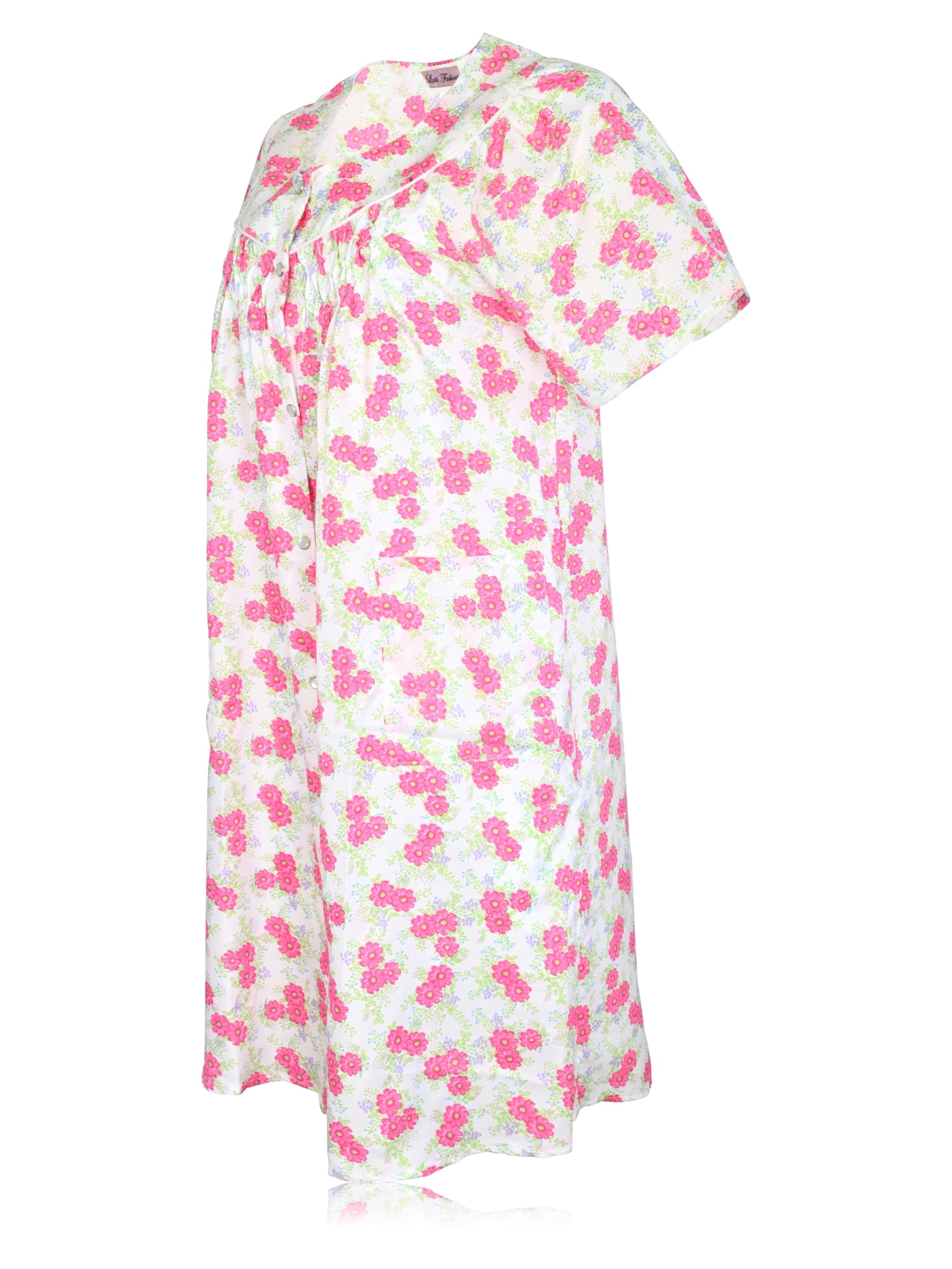 House Dresses for Women with Pockets - Lightweight Breathable Short Sleeve Muumuu & Nightgowns - Snap Front Housecoat and Dusters for Women