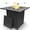 Black, variant on JXXM 28" Fire Pit Table, 50,000 BTU Steel Gas Firepit with Lid and Glass Wind Guard, Black