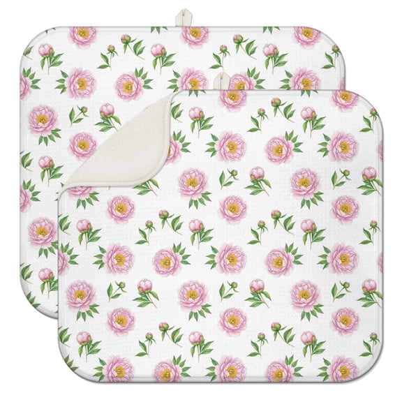Pioneer Flower Floral Print Pattern Kitchen Dish Drying Mat 1 Pack, Ultra Absorbent Microfiber Drainer Mat, 16"x18"