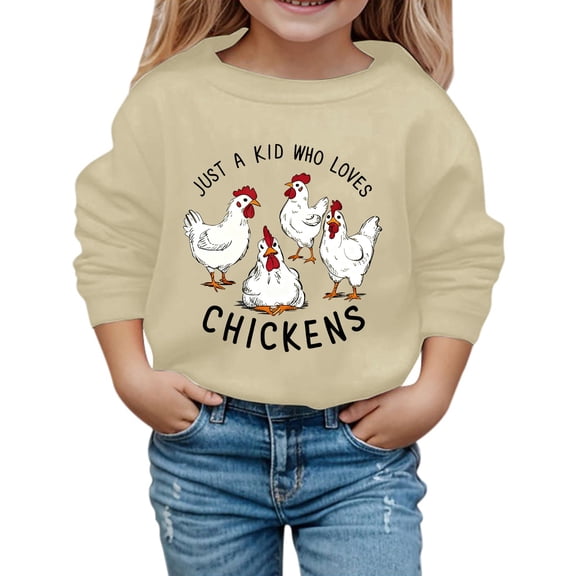 XAOFW Kids Sweatshirt Children'S Chickens Printed Long Sleeve O-Neck Stylish Roomy Leisure Holiday Vacation Clothing
