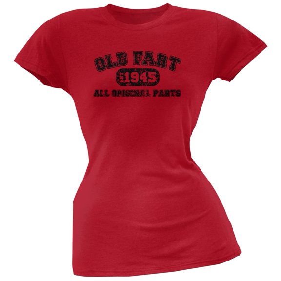 Old Fart Original Parts 1945 Funny Red Juniors Soft T-Shirt - 2X-Large