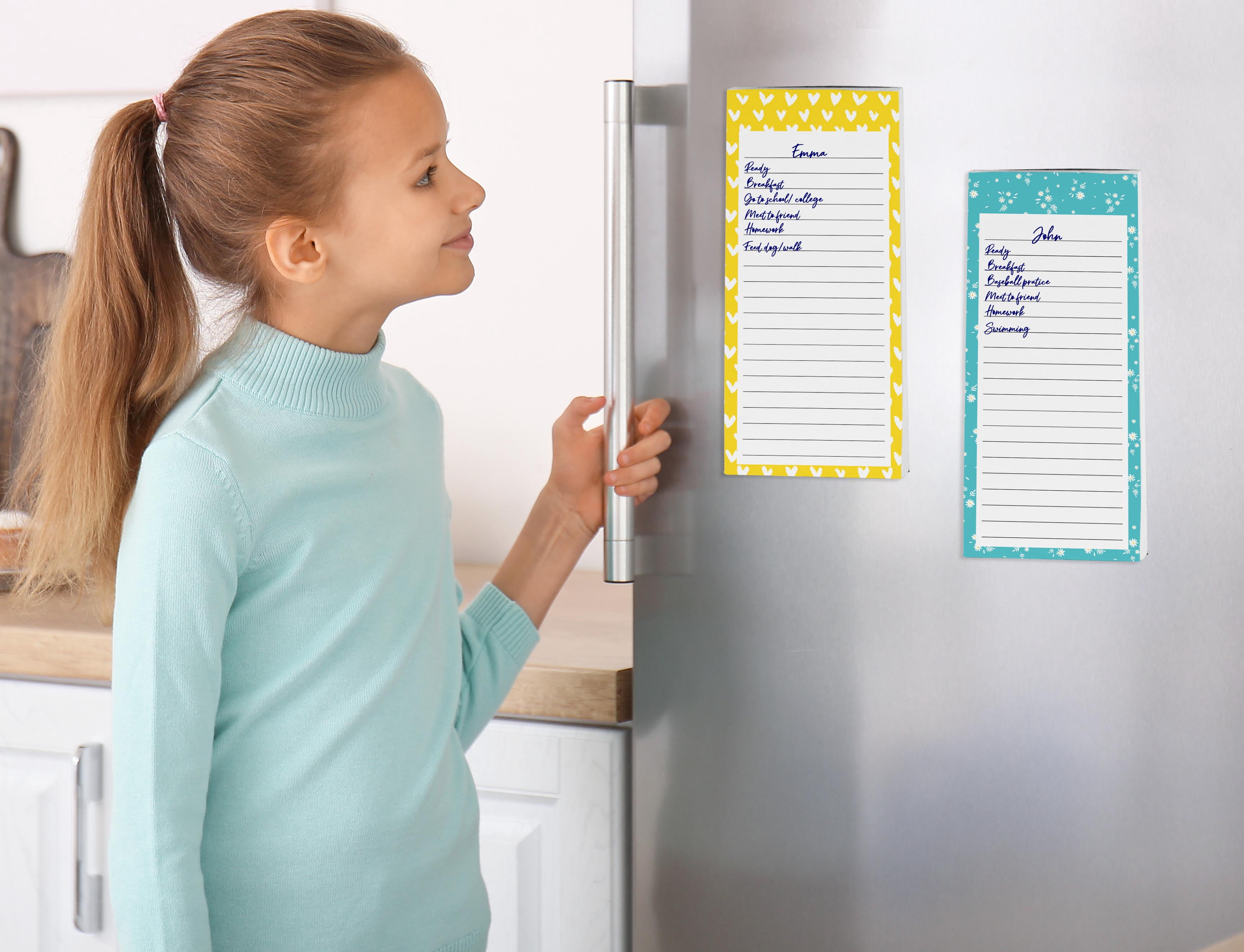 Inkdotpot Pack of 3 Magnetic Fridge To-Do List Notepads- Magnetic Memo Pads For Refrigerator-(50 Sheets Each)-JQ