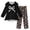 Black-SqUT5, variant on OJSFQUFP Girls Flutter Long Sleeved Top Slim Fit Trousers for Home Outdoor Wear Casual and Stylish Bow Print Girls 2Piece Set