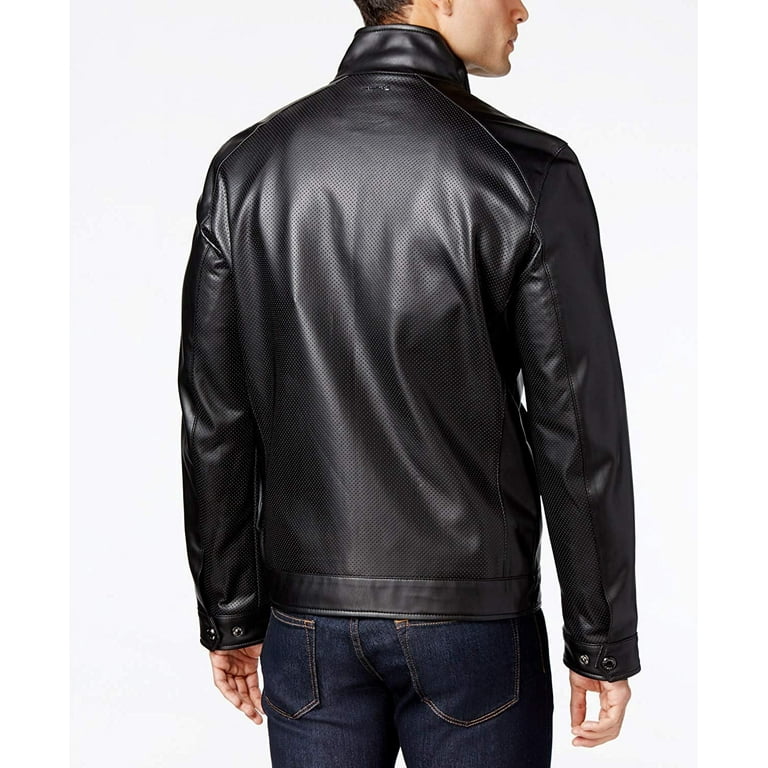 Michael Kors Men's MMK80806 Perforated Faux-Leather Moto